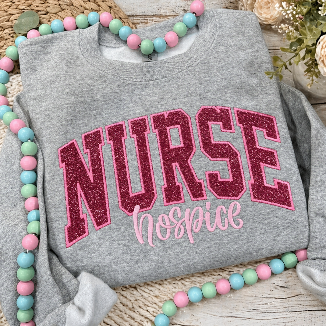 Purple Hospice Nurse - Embroidered Sport Gray Gildan
