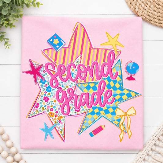 2nd Grade Back To School Stars - Blue or Pink