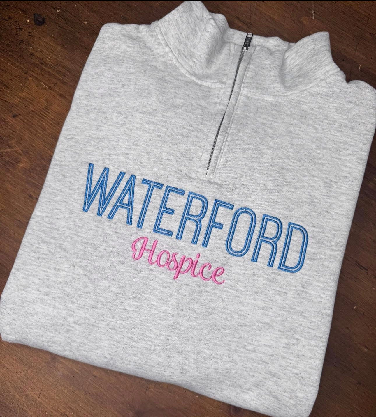 Ash Gray Quarter Zip - Waterford Hospice - Embroidered