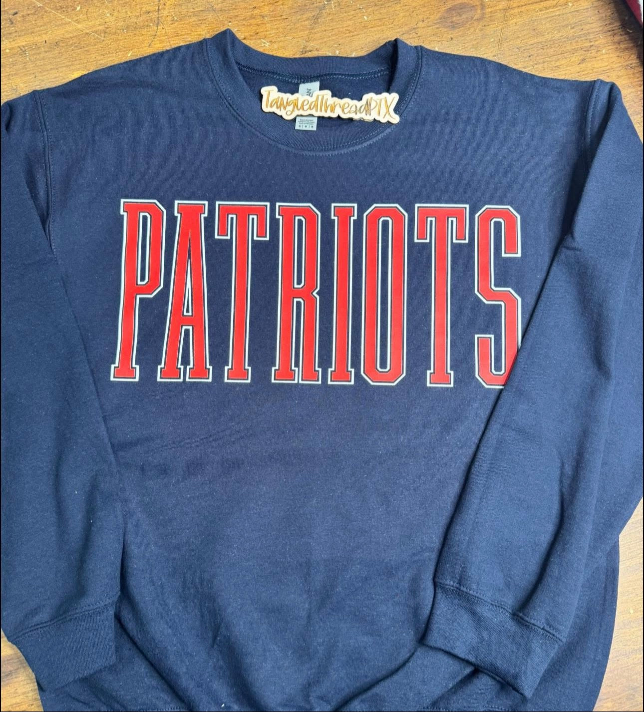 Navy Patriots - Tall Red Letters with white outline