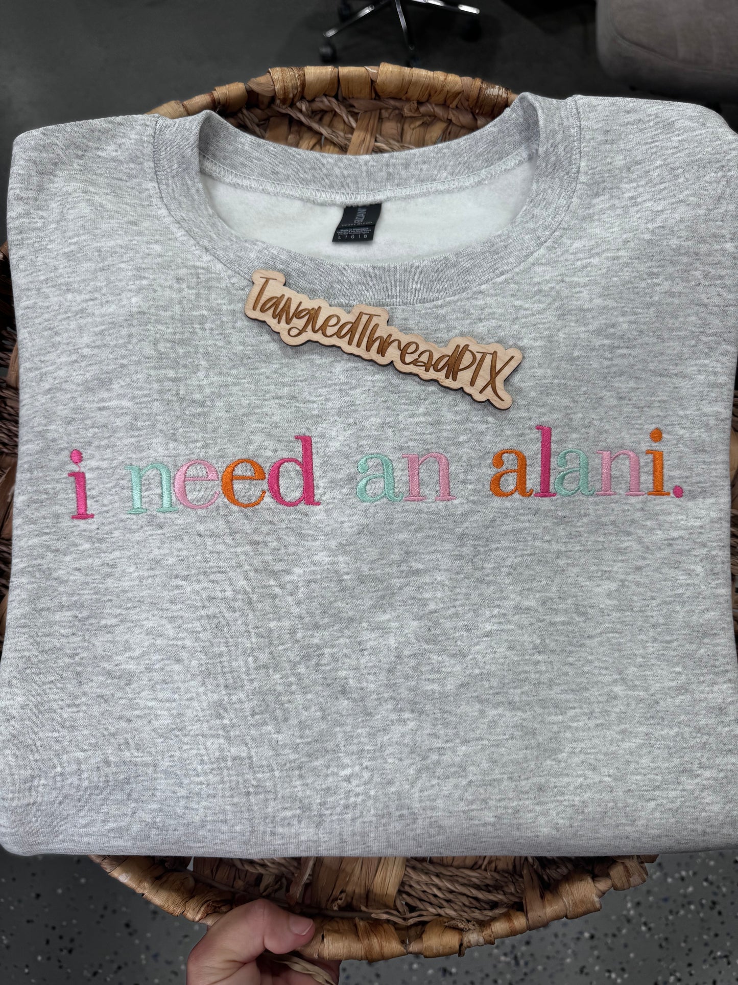 Ash Gray - I need an Alani - embroidered - Strawberry Sunrise Colors