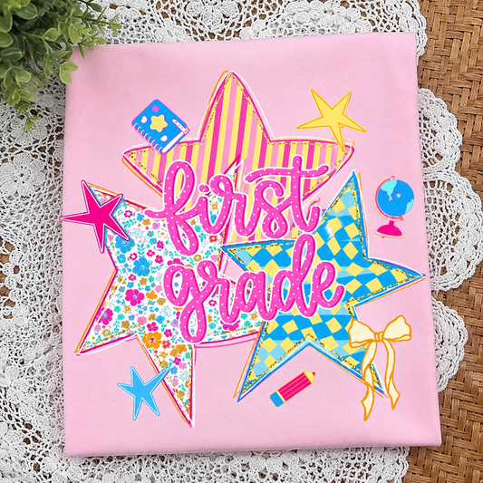 1st Grade Back To School Stars - Blue or Pink