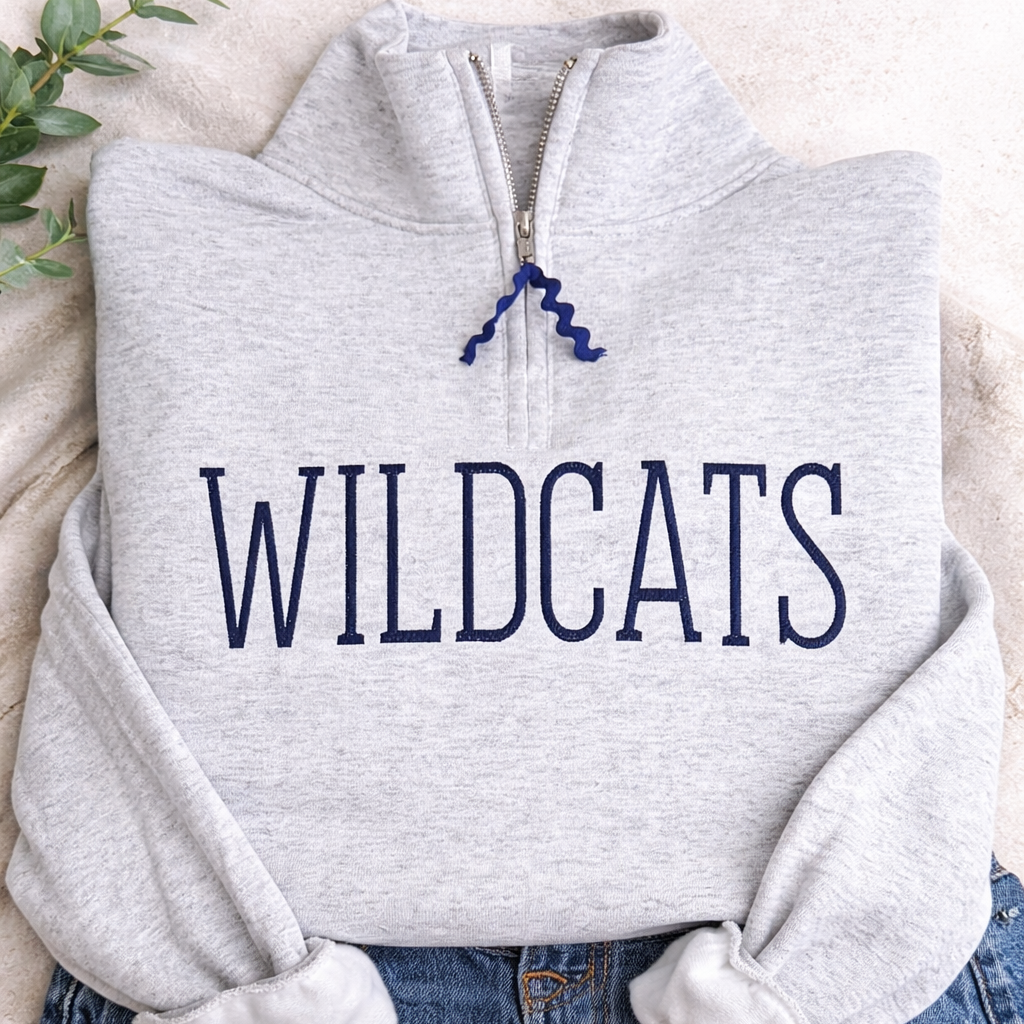 WILDCATS Tall Lettered Embroidered 1/4 Zip