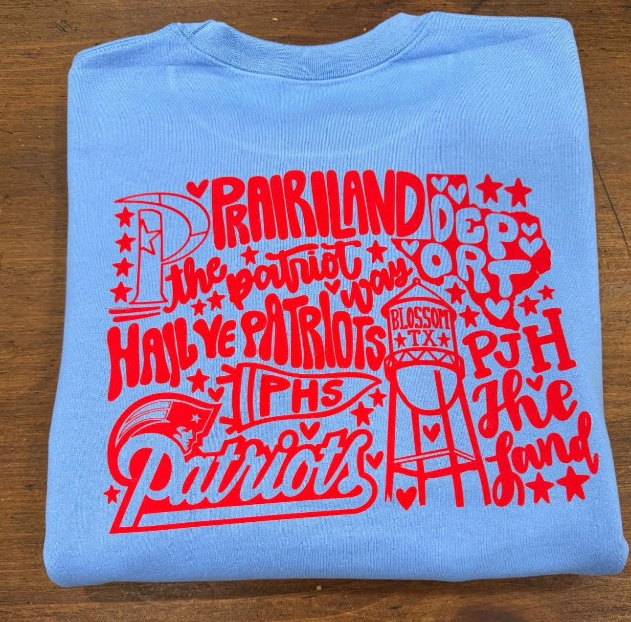Carolina Blue Patriots - Red Collage Sweatshirt