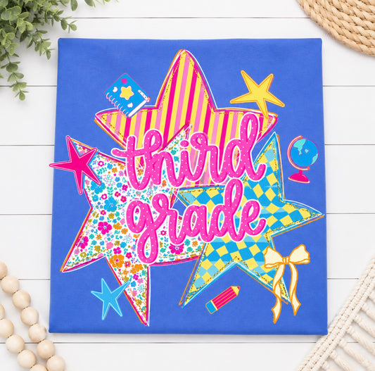 3rd Grade Back To School Stars - Blue or Pink