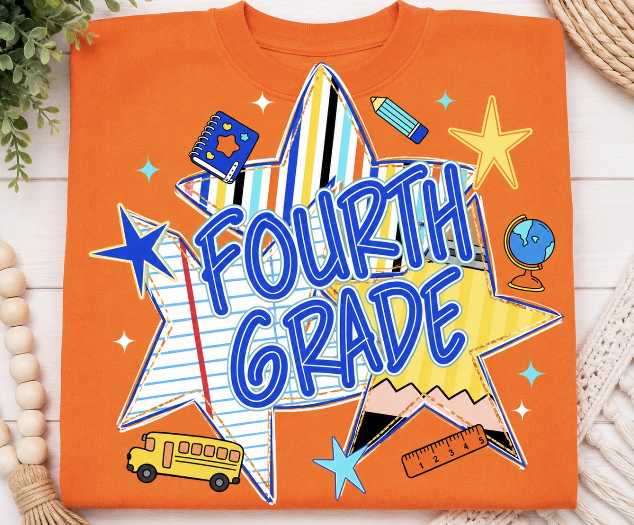 4th Grade Back To School Stars - Blue or Orange