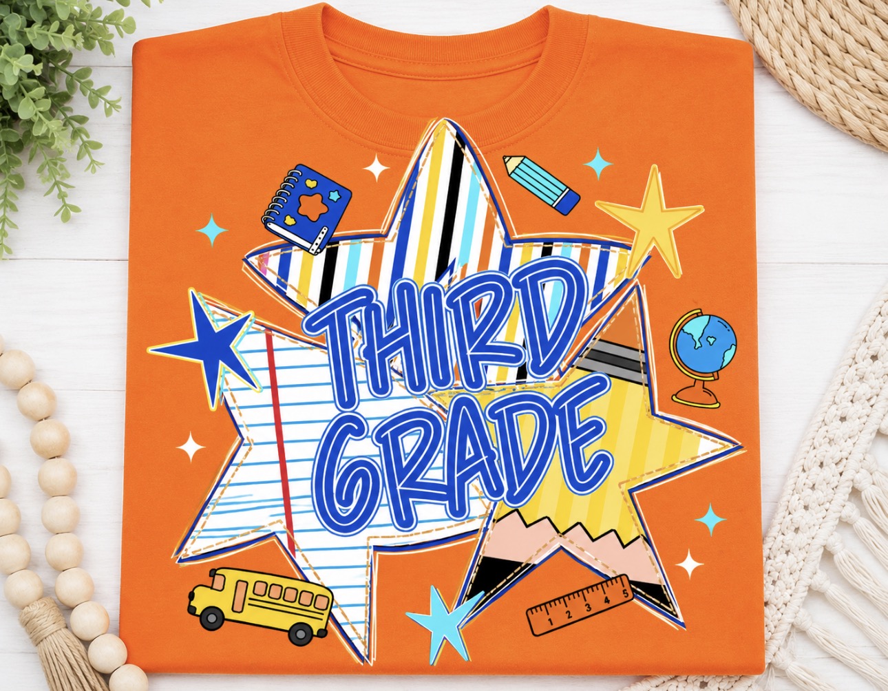 3rd Grade Back To School Stars - Blue or Orange