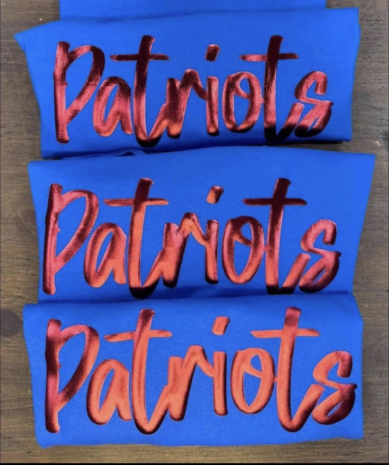 Royal Blue Patriots with Red Metallic Puff