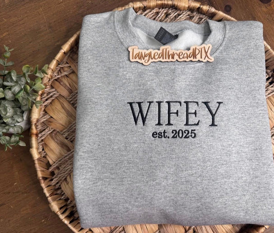 Sport Gray Wifey - Est Date - Embroidered