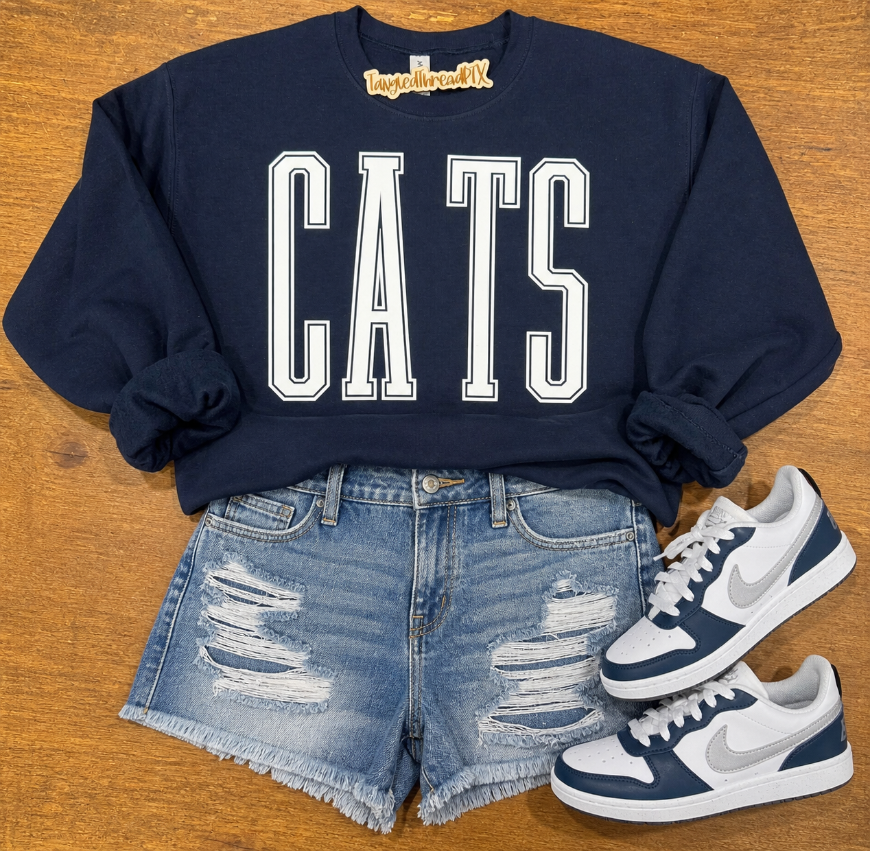 Navy CATS tall White Letters