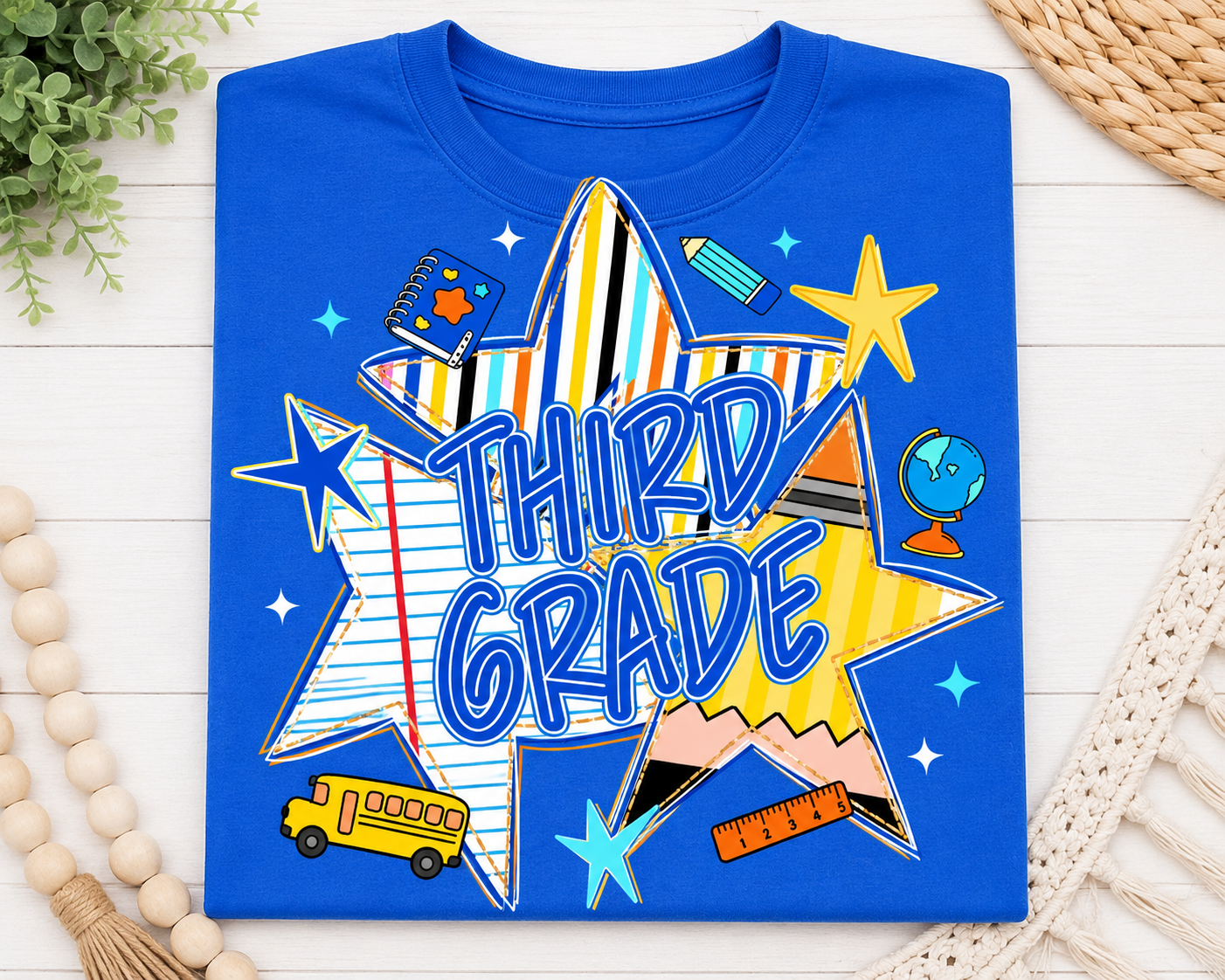 3rd Grade Back To School Stars - Blue or Orange