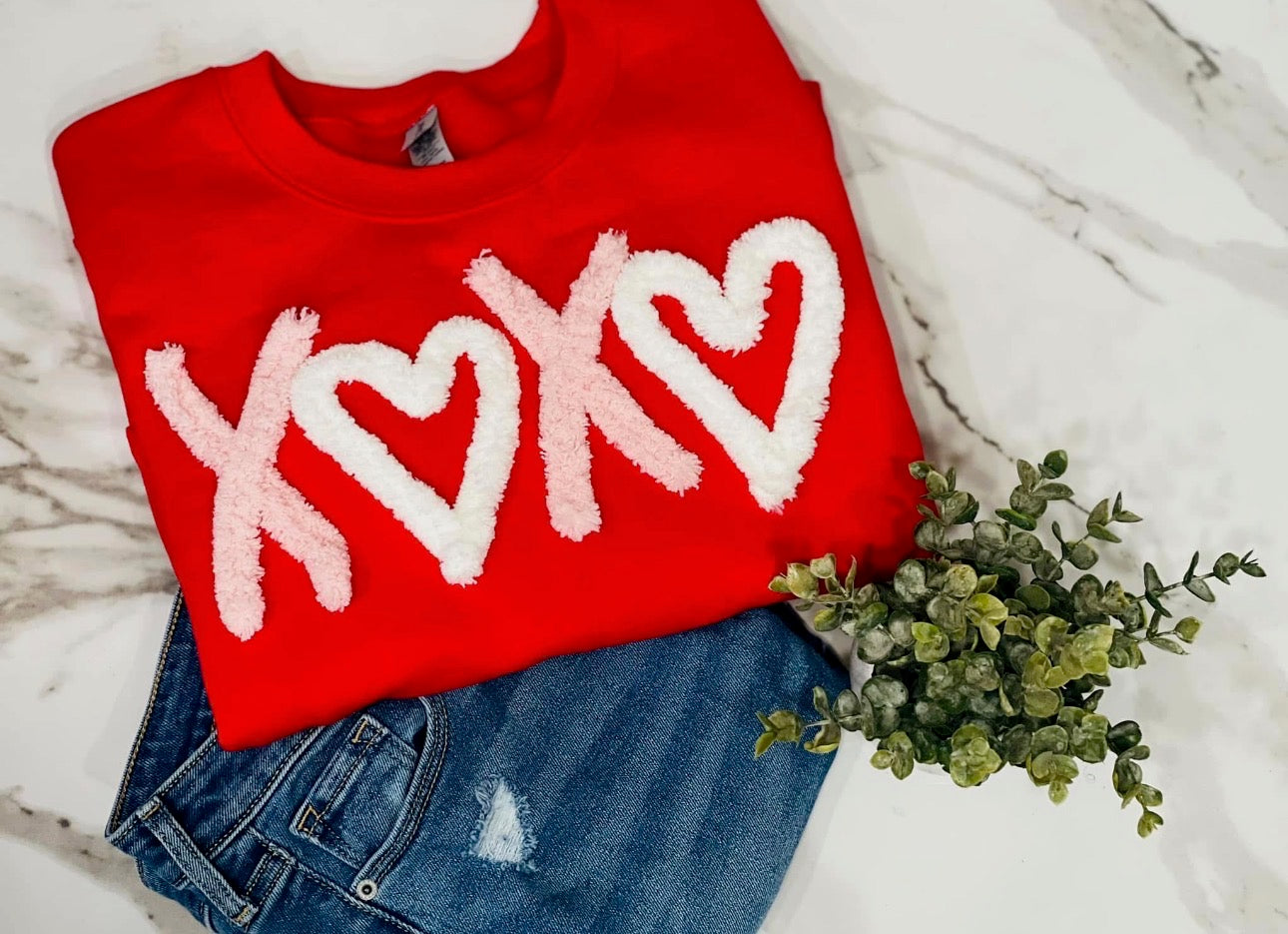Red Chenille XOXO Sweatshirt