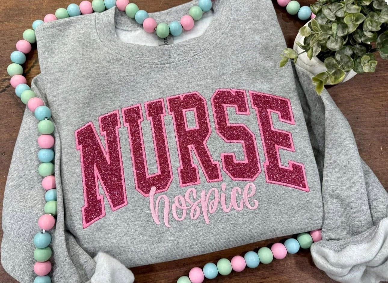 Purple Hospice Nurse - Embroidered Sport Gray Gildan