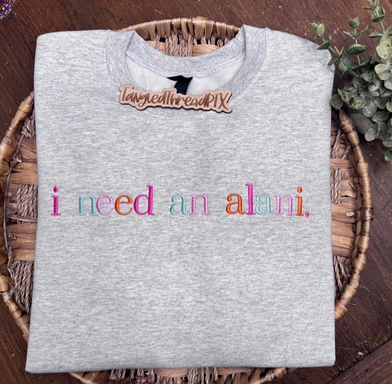Ash Gray - I need an Alani - embroidered - Strawberry Sunrise Colors