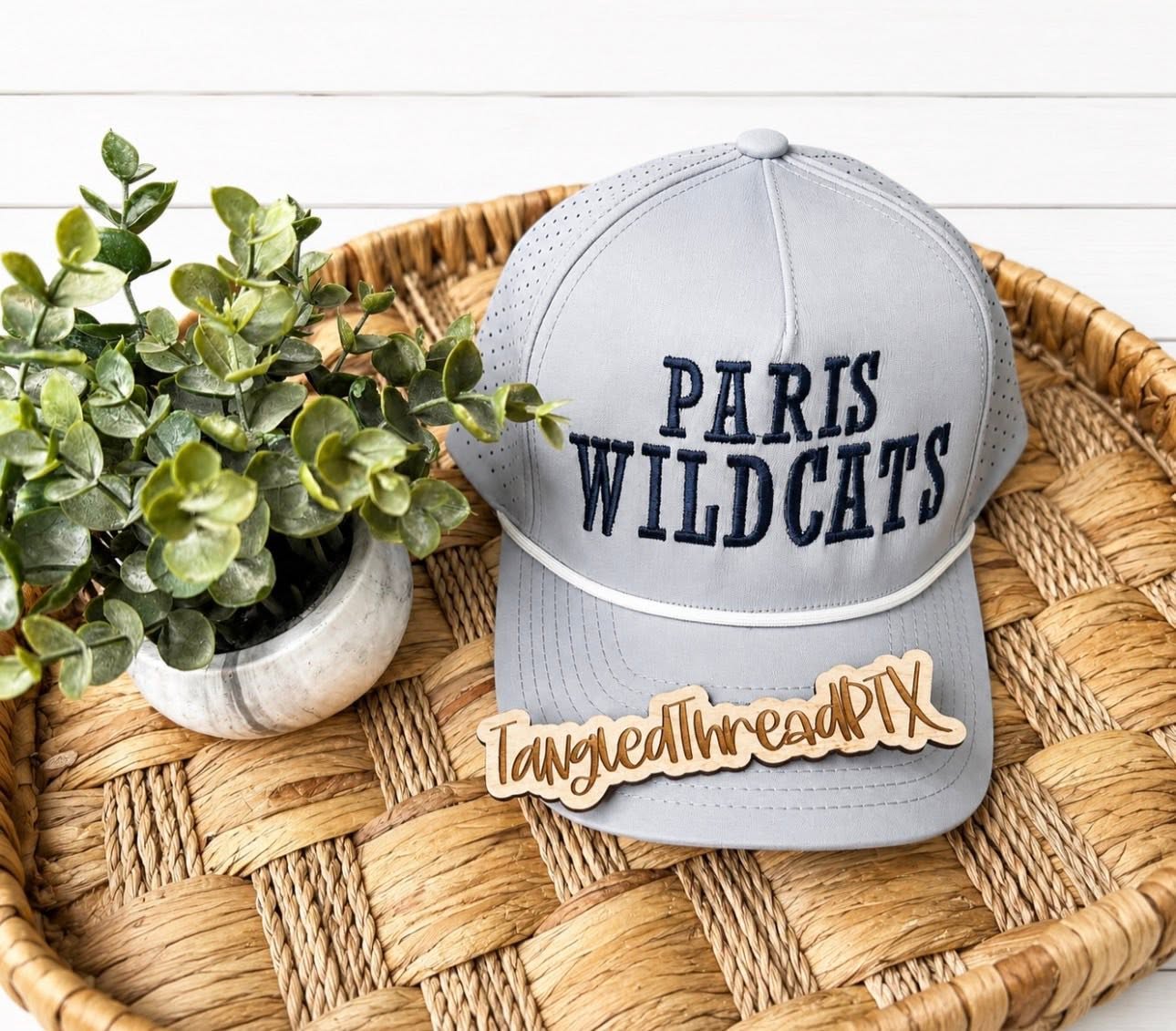 Light Gray Rope Hat - Navy Paris Wildcats - Embroidered Hat