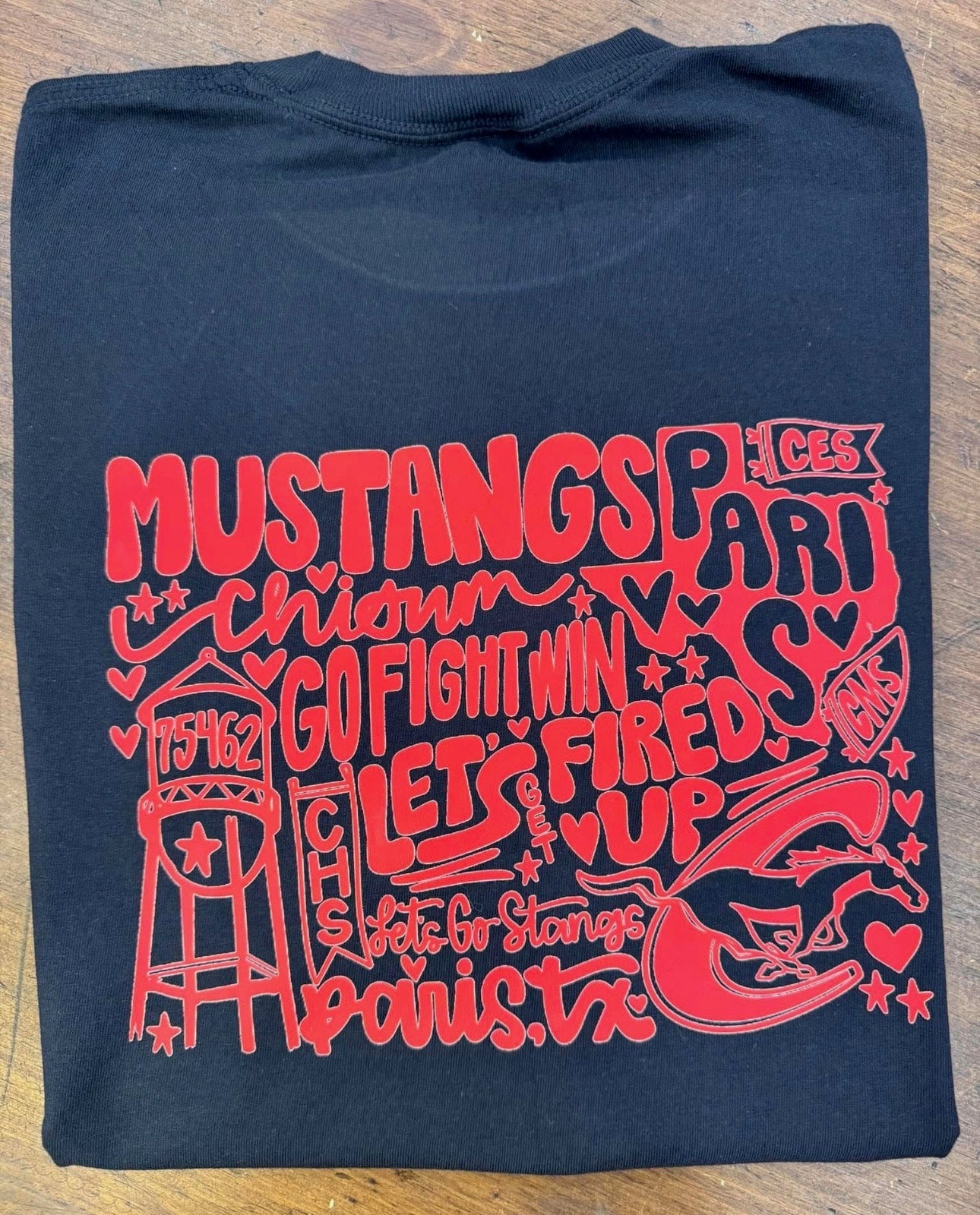 Black Mustangs Collage Red Letters